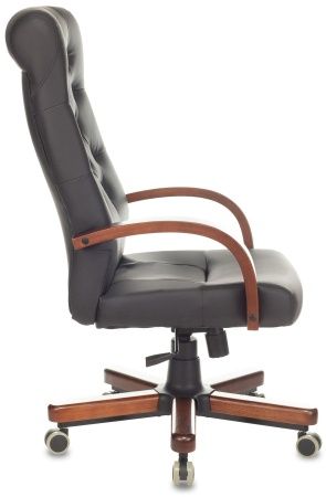 Кресла руководителя - Кресло руководителя Бюрократ T-9928WALNUT/ECO черный эко.кожа крестов. металл/дерево