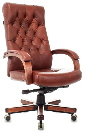 Кресло руководителя Бюрократ T-9928WALNUT светло-коричневый Leather Eichel кожа крестов. металл/дерево