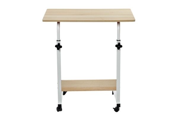 Купить Стол многофункциональный на колесах, 60x40 см, «РОЛЛ», 2 ножки, регул.высота, мдф, металл, св. дерево, белый по низкой цене