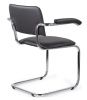 Офисный стул SYLWIA ARM (Сильвия арм) хром Nowystyl (Искусственная кожа V 14 черный) для посетителей и сотрудников фото