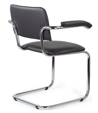 Офисный стул SYLWIA ARM (Сильвия арм) хром Nowystyl (Искусственная кожа V 14 черный) для посетителей и сотрудников фото