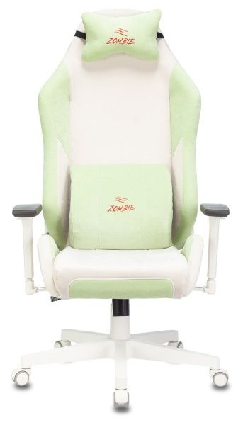 Кресло игровое Zombie EPIC PRO Fabric белый/зеленый с подголов. крестов. пластик пластик белый