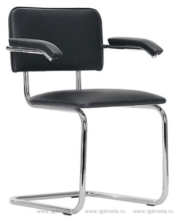 Офисный стул SYLWIA ARM (Сильвия арм) хром Nowystyl (Искусственная кожа V 14 черный)