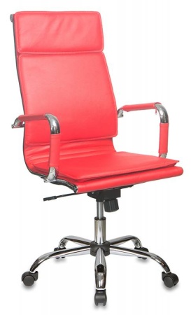 Кресло руководителя Бюрократ CH-993 красный эко.кожа крестовина металл хром