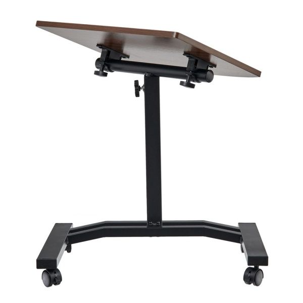 Купить Стол многофункциональный на колёсах, 48x40 см, «РОЛЕТ», 1 ножка, регул.высота, мдф, металл, тёмн. дерево, чёрный по низкой цене