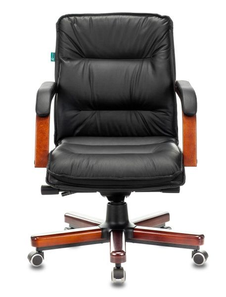Кресло руководителя Бюрократ T-9927WALNUT-LOW черный кожа низк.спин. крестовина металл/дерево | Купить в КупиКресла.ру