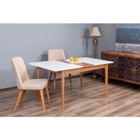 Купить Стол Splash раскладной с автоматическим подъемом вставки 125-155x85x75см, Белый, орех миланский, орех миланский по низкой цене