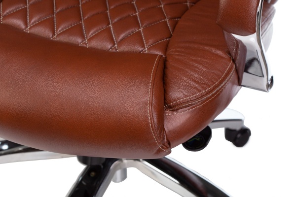 Кресло руководителя Бюрократ T-9924SL светло-коричневый Leather Eichel кожа крестовина металл хром | Купить в КупиКресла.ру