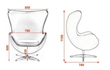 Купить Кресло Egg Chair экокожа красный по низкой цене