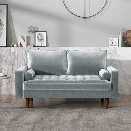 Купить Диван Scott двухместный серо-голубой по низкой цене