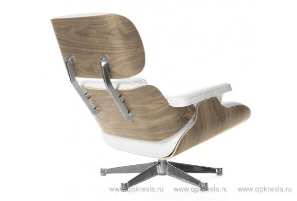 Кресло Eames (Эймс) Lounge & Ottoman белая кожа/орех Кресло Eames (Эймс) Lounge & Ottoman белая кожа/орех
