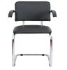 Офисный стул SYLWIA ARM (Сильвия арм) хром Nowystyl (Искусственная кожа V 14 черный) для посетителей и сотрудников фото