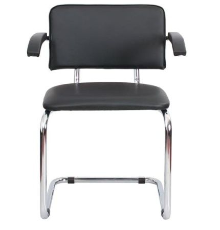 Офисный стул SYLWIA ARM (Сильвия арм) хром Nowystyl (Искусственная кожа V 14 черный) для посетителей и сотрудников фото