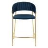 Купить Стул полубарный Turin синий с золотыми ножками по выгодной цене для кафе, ресторанов и кухни