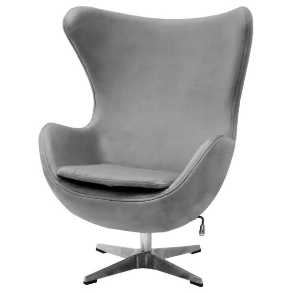 Купить Кресло EGG CHAIR серый, искусственная замша по низкой цене