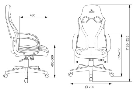 Кресла для геймеров - Кресло игровое Zombie RUNNER черный/синий искусст.кожа/ткань крестовина пластик