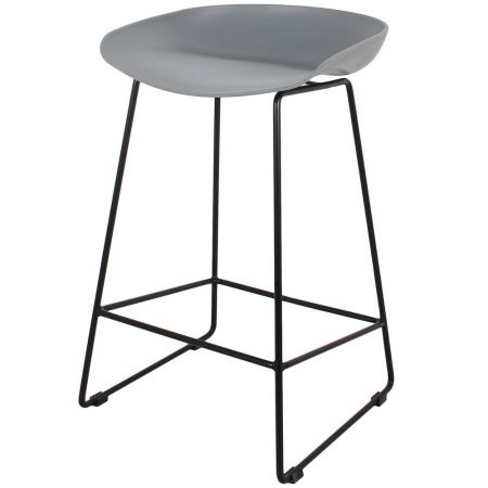 Купить Стул полубарный Neo серый с чёрными ножками по выгодной цене для кафе, ресторанов и кухни