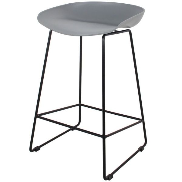 Стул полубарный Neo серый с чёрными ножками для кафе, ресторанов и кухни