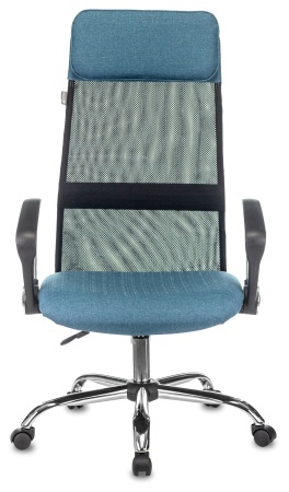 Купить Кресло руководителя Бюрократ KB-6N черный TW-01 сиденье синий 38-415 сетка/ткань с подголов. крестовина металл хром по низкой цене